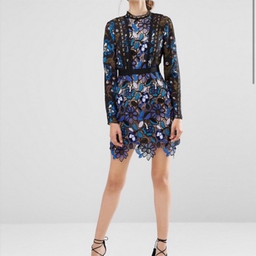New Self Portrait Floral Long sleeve Maxine Dress